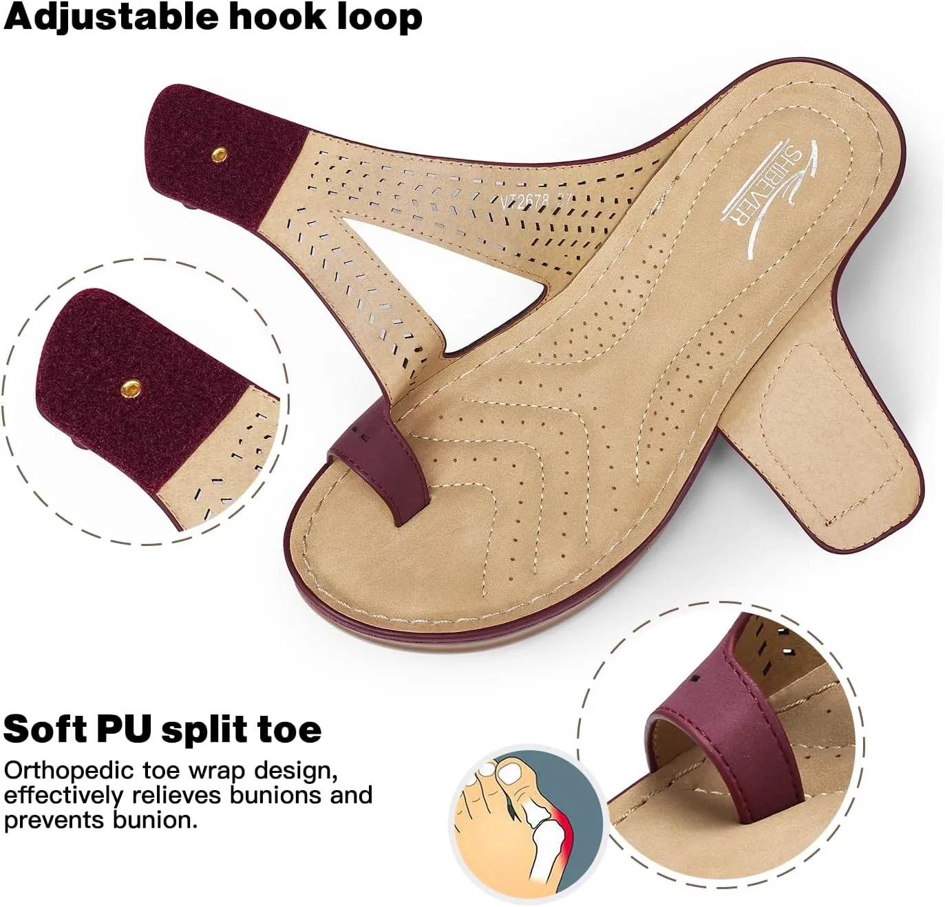 SHIBEVER Women's Wedge Sandals Platform: Comfortable Dressy Summer Casual Slip on - Low Heels Flip Flops Women Sandals