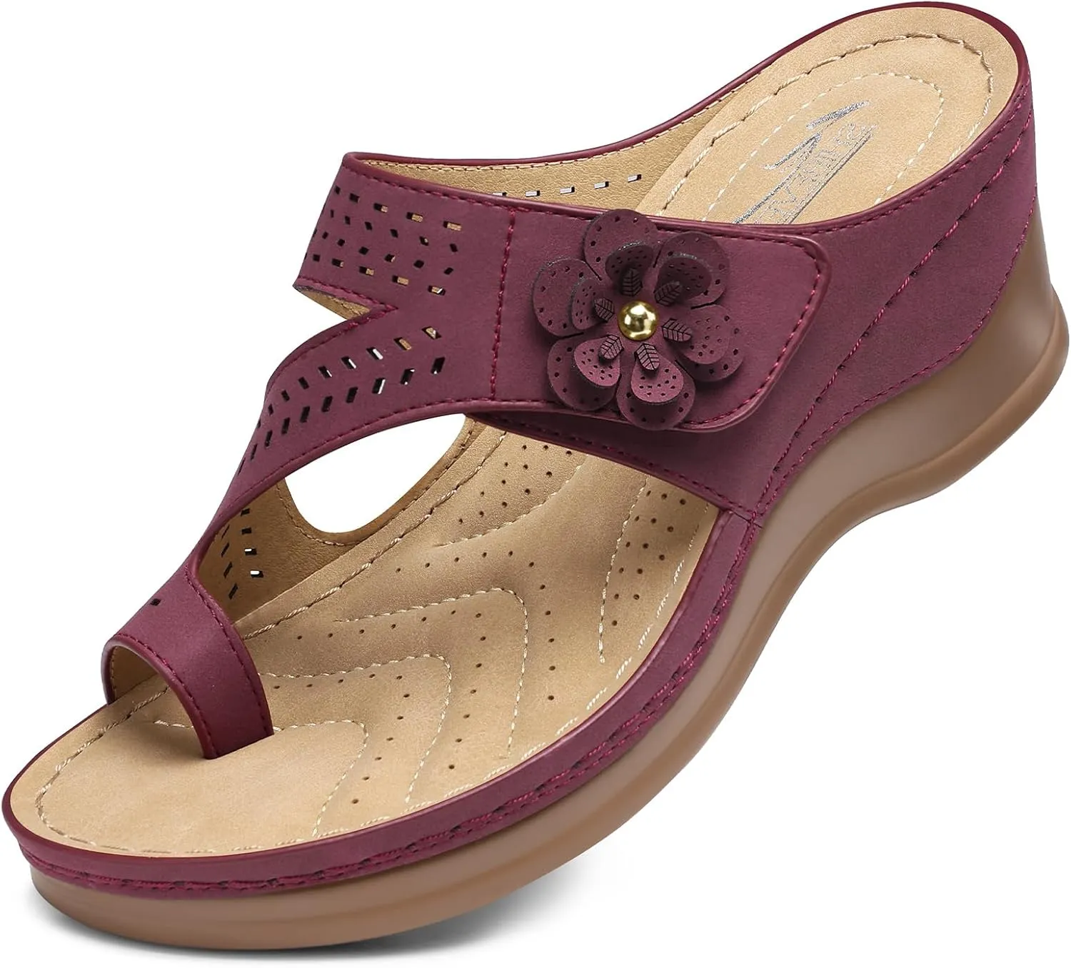 SHIBEVER Women's Wedge Sandals Platform: Comfortable Dressy Summer Casual Slip on - Low Heels Flip Flops Women Sandals