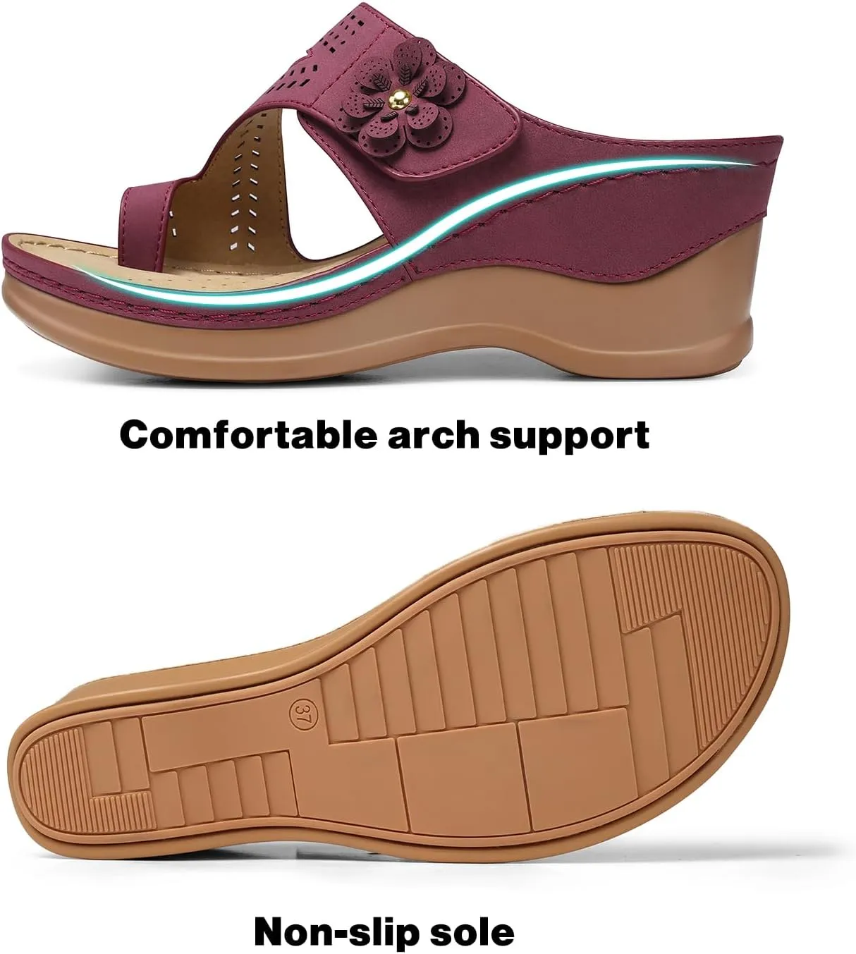 SHIBEVER Women's Wedge Sandals Platform: Comfortable Dressy Summer Casual Slip on - Low Heels Flip Flops Women Sandals