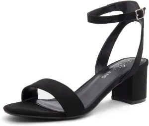 Shoe Land Women's Low Heels – 2.75 Inch Chunky Block Heeled Sandals | Clear Sandals, Open Toe Dressy Short Heels with Ankle Strap for Wedding, Prom & Party