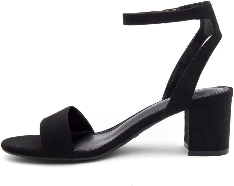 Shoe Land Women's Low Heels – 2.75 Inch Chunky Block Heeled Sandals | Clear Sandals, Open Toe Dressy Short Heels with Ankle Strap for Wedding, Prom & Party