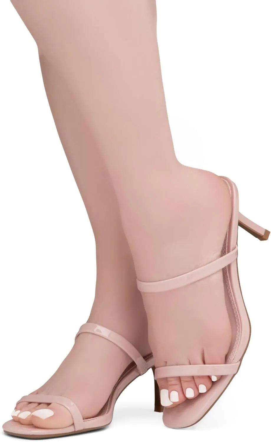 Shoe Land Women's Low Heels | Kitten Heel Sandals for Women | Open Toe Slip-On Slides | Two-Strap Heeled Mules | Dressy Short Heels for Party, Wedding & Vacation