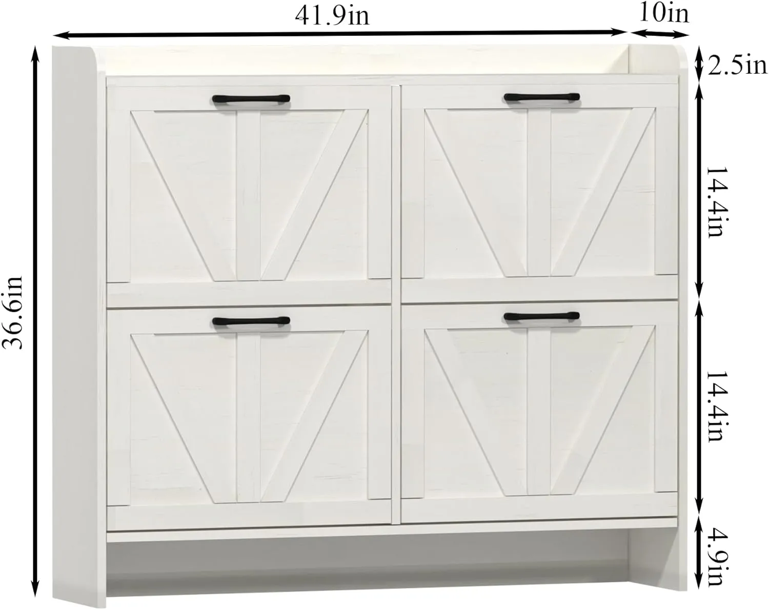 Shoe Storage Cabinet for Entryway, Hidden Shoe Rack Cabinet with 4 Flip Drawers Adjustable Shelf, Farmhouse Freestanding Narrow Shoe Cabinet Organizer, White
