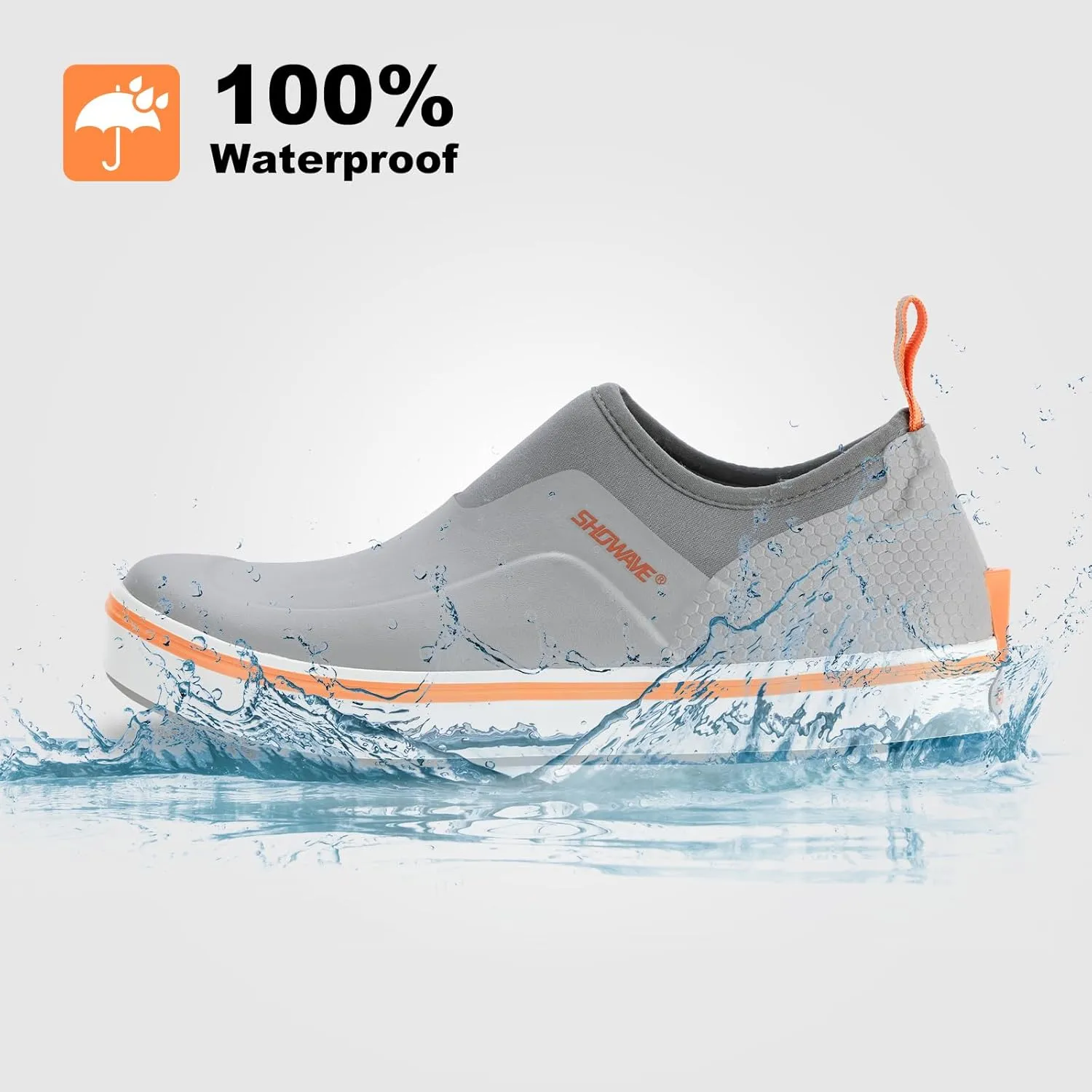 Showave Men's Deck Shoes Waterproof Short Rain Boots Breathable Sports Sailing Booties Non-Slip Rubber Boots Low Cut Design for Outdoor Fishing Gardening Walking