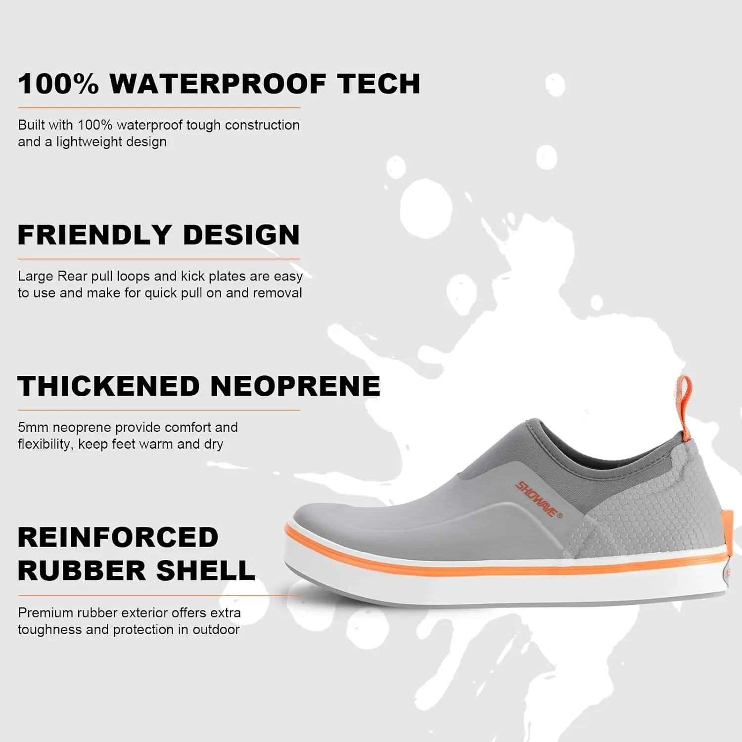 Showave Men's Deck Shoes Waterproof Short Rain Boots Breathable Sports Sailing Booties Non-Slip Rubber Boots Low Cut Design for Outdoor Fishing Gardening Walking