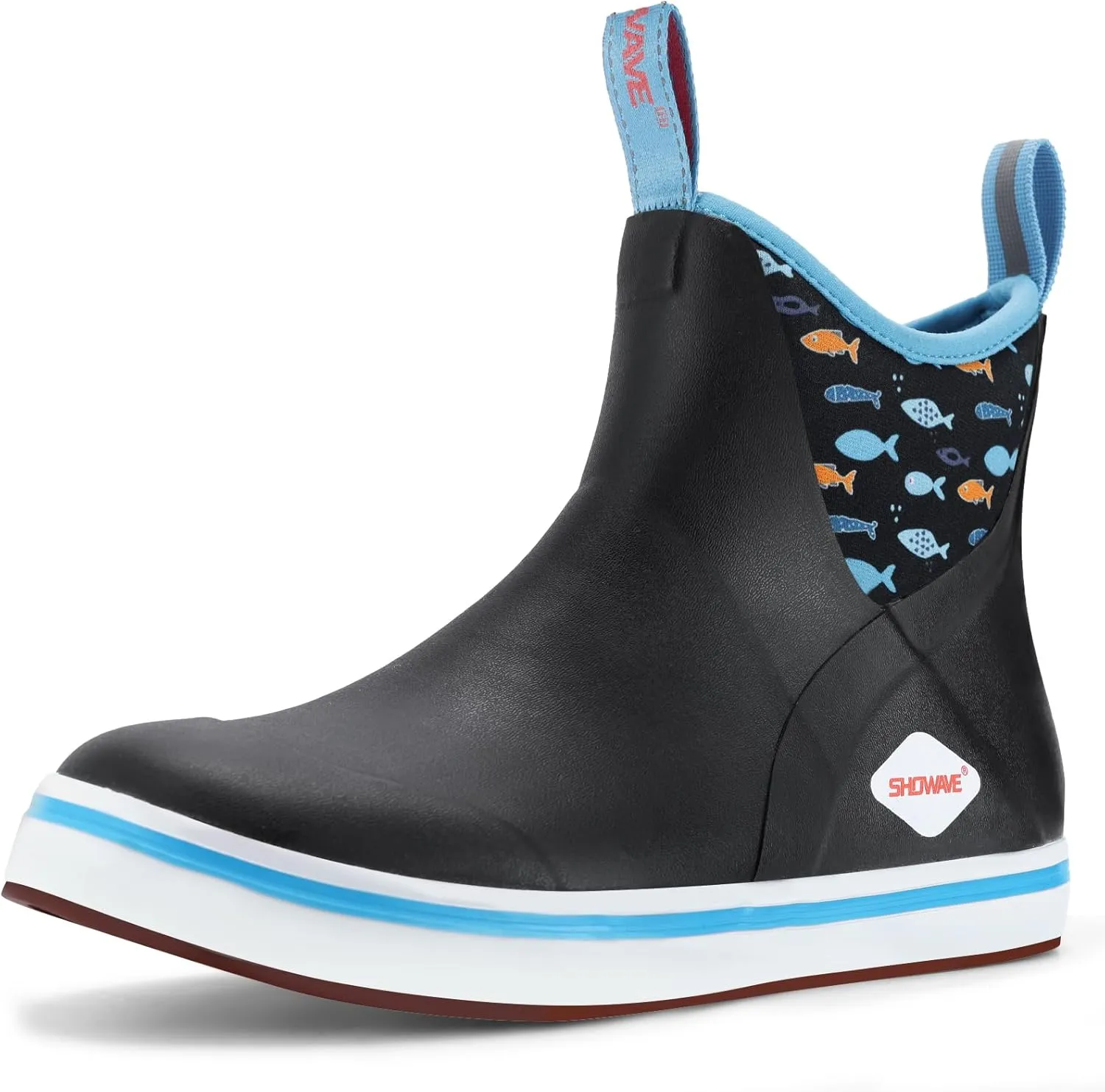Showave Women's Deck Boots Waterproof Ankle Rain Footwear Non-Slip Rubber Boots for Boating Fishing Gardening Farming