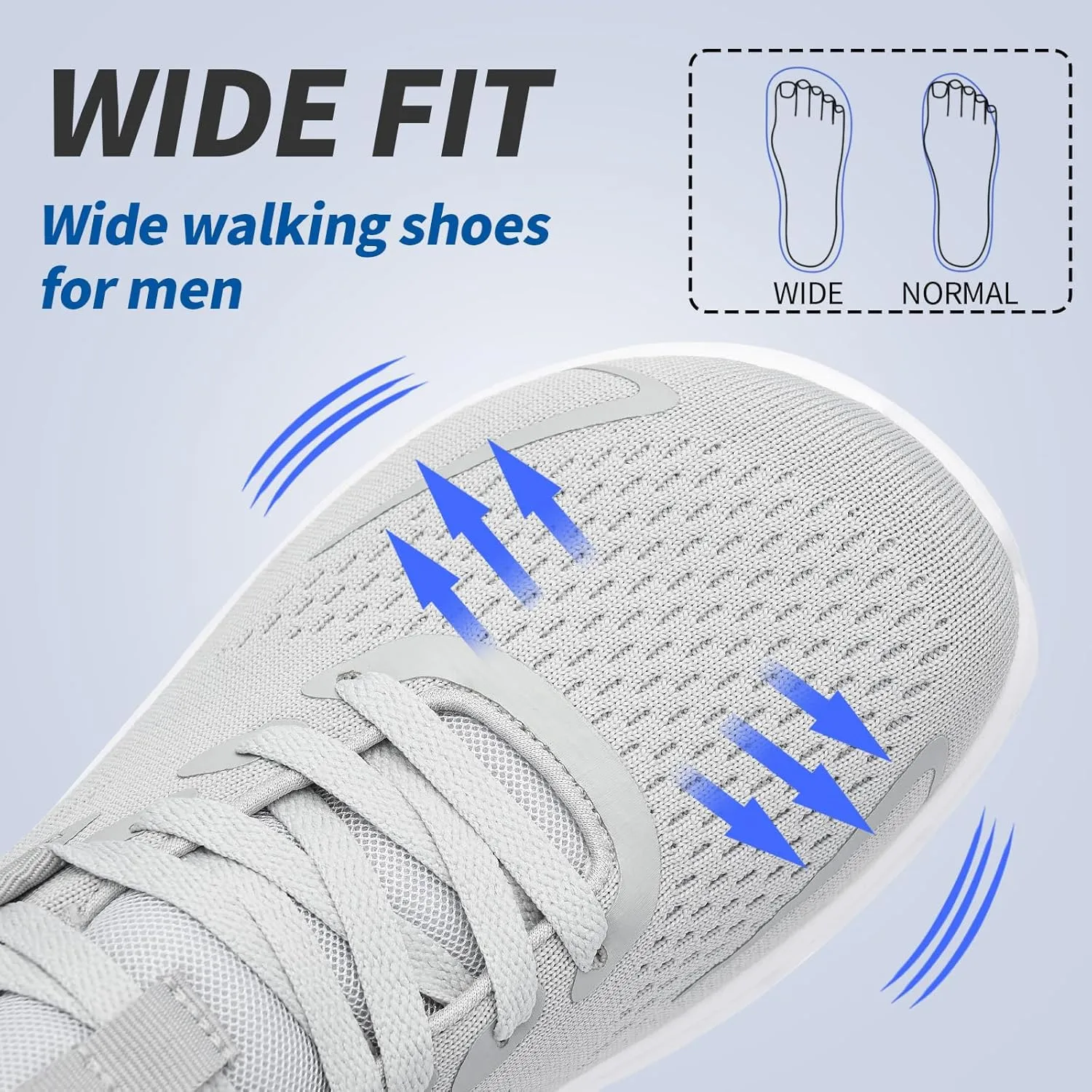 Slow Man Wide Toe Box Mens Walking Sneakers Wide Width Running Shoes Gym Workout Tennis Shoes for Wide Feet