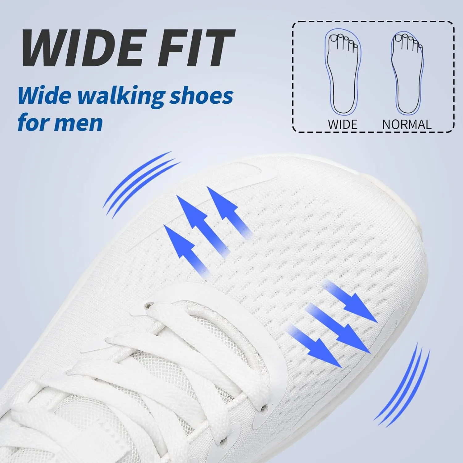 Slow Man Wide Toe Box Mens Walking Sneakers Wide Width Running Shoes Gym Workout Tennis Shoes for Wide Feet