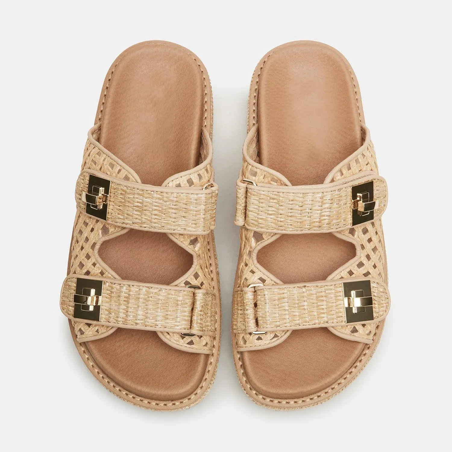 SOVANYOU Platform Sandals for Women Comfortable Summer Beach Sandal Slip on Platform Slides Double Buckle Casual Vacation Shoes