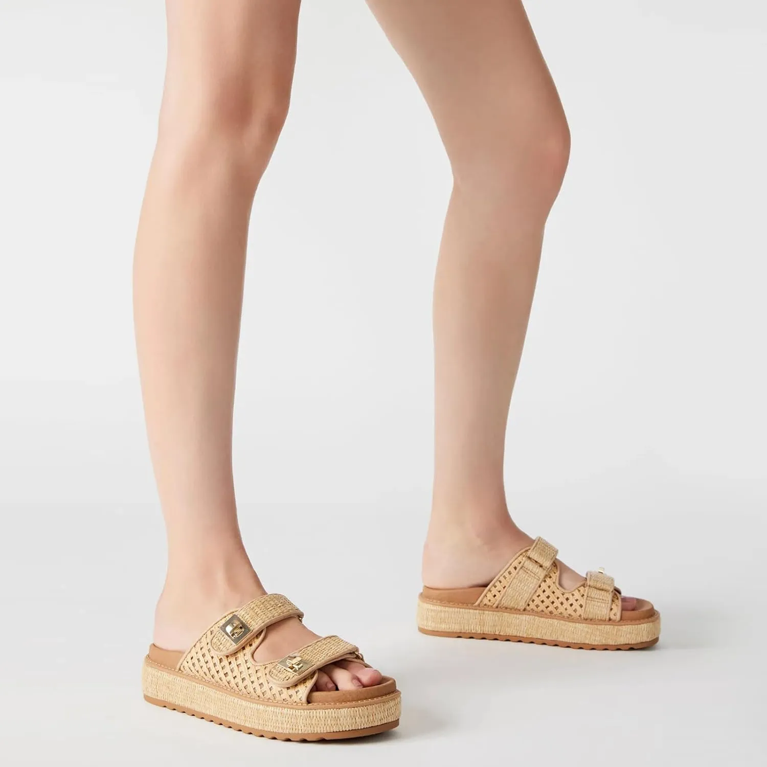 SOVANYOU Platform Sandals for Women Comfortable Summer Beach Sandal Slip on Platform Slides Double Buckle Casual Vacation Shoes