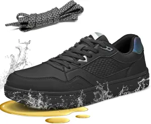 SPIEZ Non Slip Work Shoes Men Women, Oil & Stain & Slip Resistant Food Service Shoes, Breathable Lightweight Fashion Sneakers for Standing All Day Black US4.5-13.5