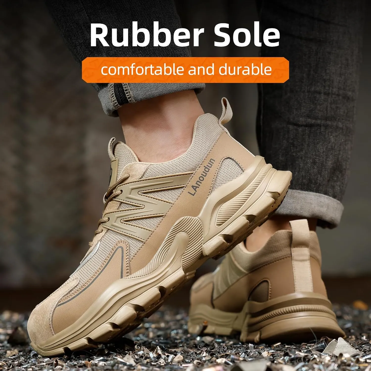 Steel Toe Shoes for Men Lightweight Work Boots for Men Comfortable Steel Toe Boots Industrial Work Shoes Breathable Safety Shoes Construction Steel Toe Sneakers Indestructible Safety Boots