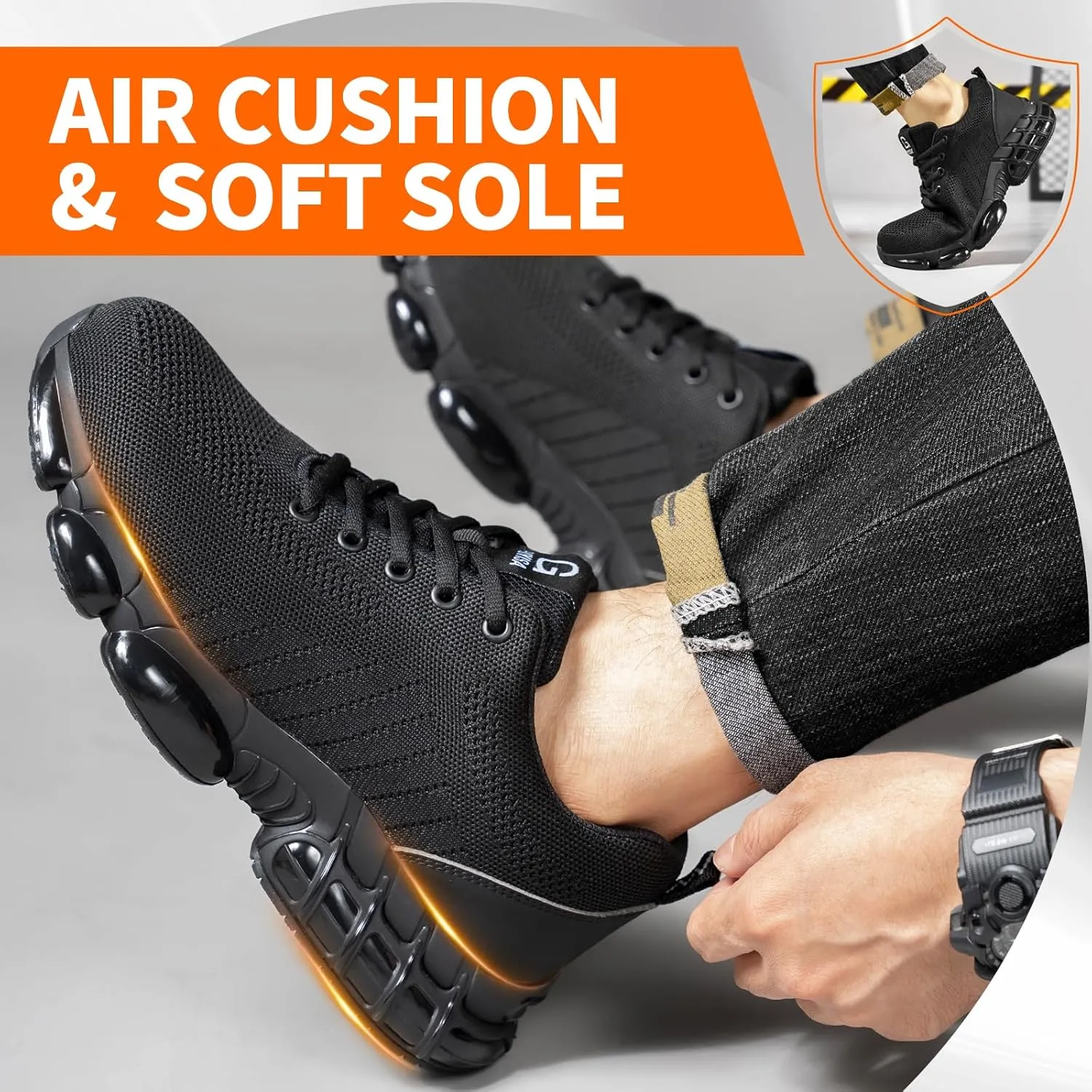 Steel Toe Shoes for Men Lightweight Work Shoes Construction Industrial Work Tennis Shoes Safety Shoes Comfortable Steel Toe Sneakers for Men Women