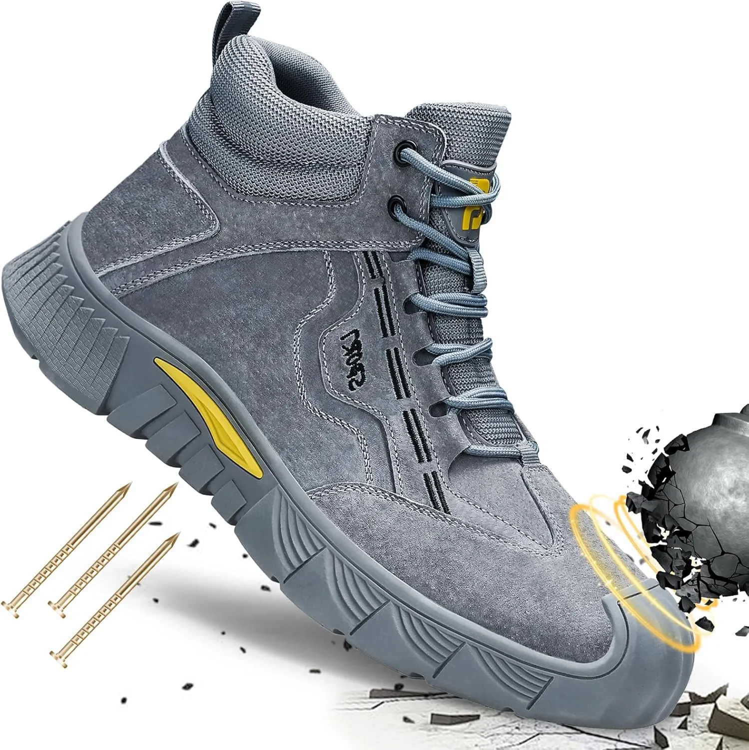 Steel Toe Shoes for Men Women Lightweight Work Shoes Mens Indestructible Safety Sneakers Puncture Proof Construction Shoe Composite Toe Sneakers
