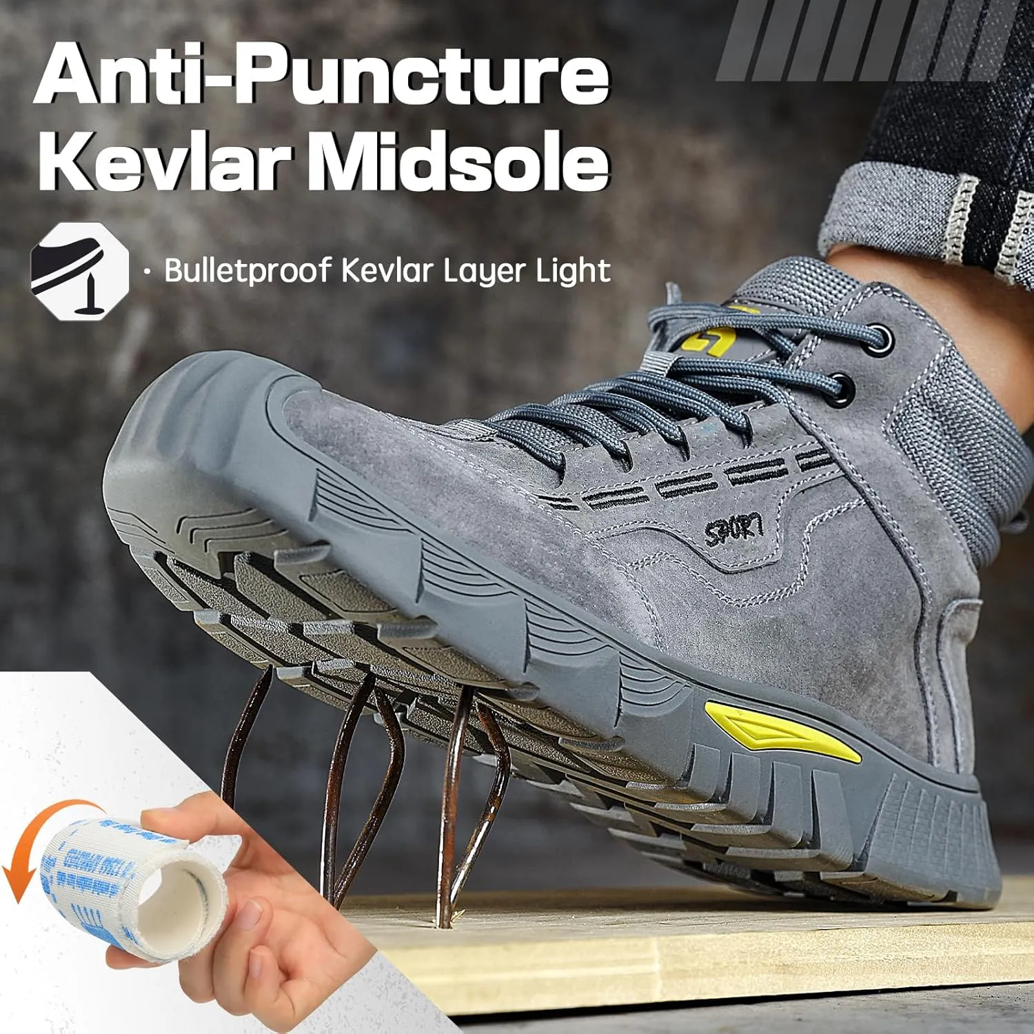 Steel Toe Shoes for Men Women Lightweight Work Shoes Mens Indestructible Safety Sneakers Puncture Proof Construction Shoe Composite Toe Sneakers