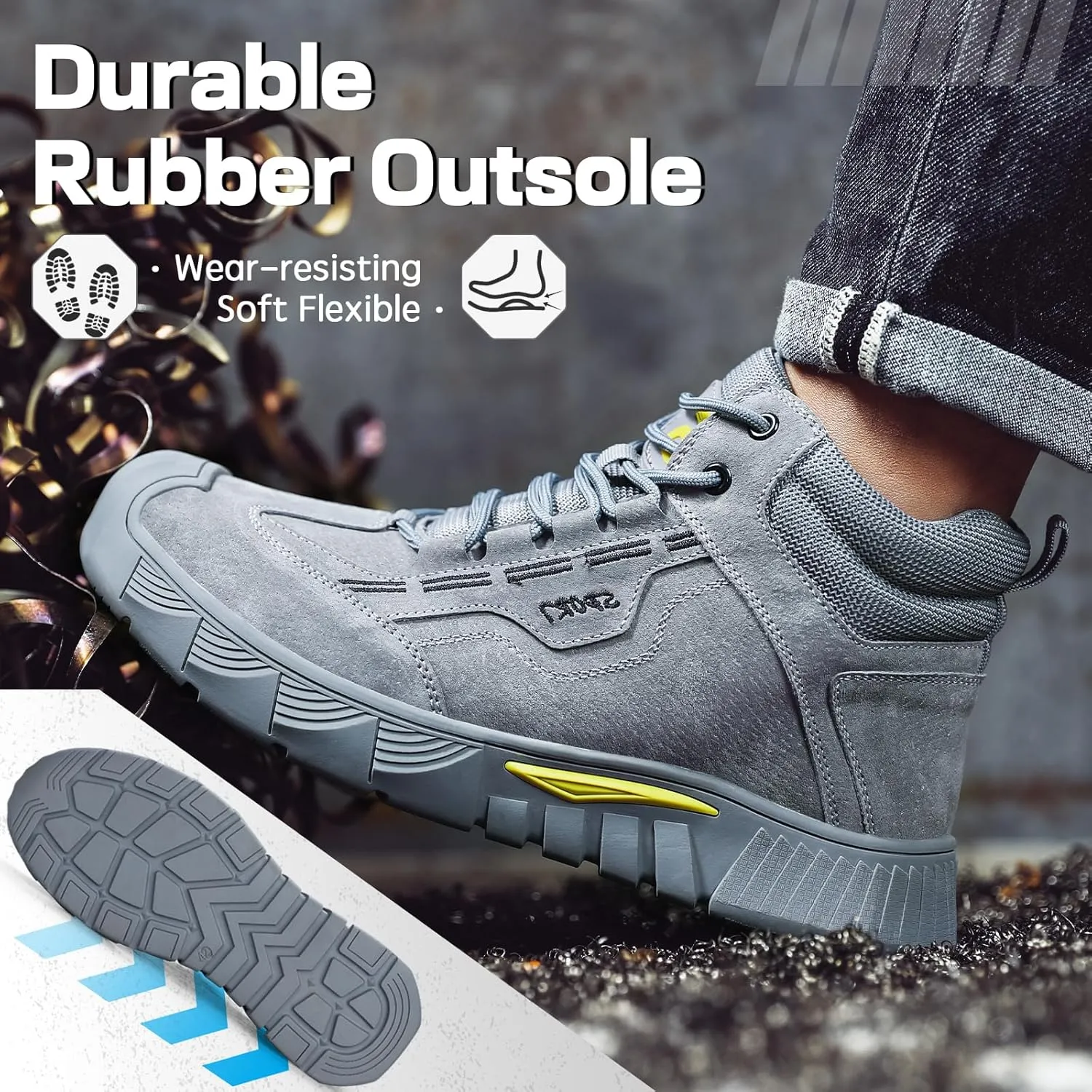 Steel Toe Shoes for Men Women Lightweight Work Shoes Mens Indestructible Safety Sneakers Puncture Proof Construction Shoe Composite Toe Sneakers