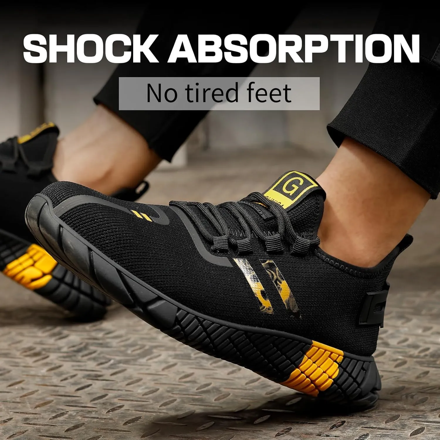 Steel Toe Shoes for Men Work Safety Shoes for Men Comfortable Puncture Proof Sneakers Steel Toe Tennis Sneakers Construction Indestructible Work Utility Footwear