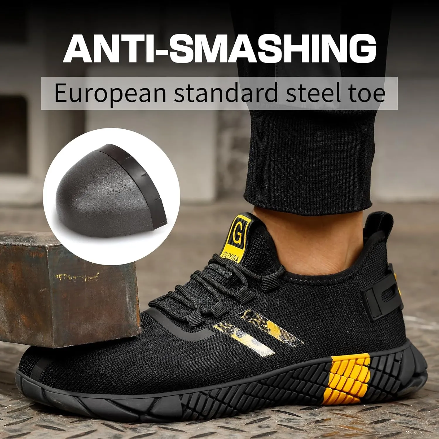 Steel Toe Shoes for Men Work Safety Shoes for Men Comfortable Puncture Proof Sneakers Steel Toe Tennis Sneakers Construction Indestructible Work Utility Footwear