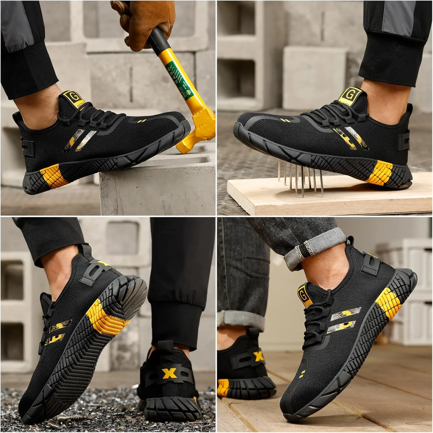 Steel Toe Shoes for Men Work Safety Shoes for Men Comfortable Puncture Proof Sneakers Steel Toe Tennis Sneakers Construction Indestructible Work Utility Footwear