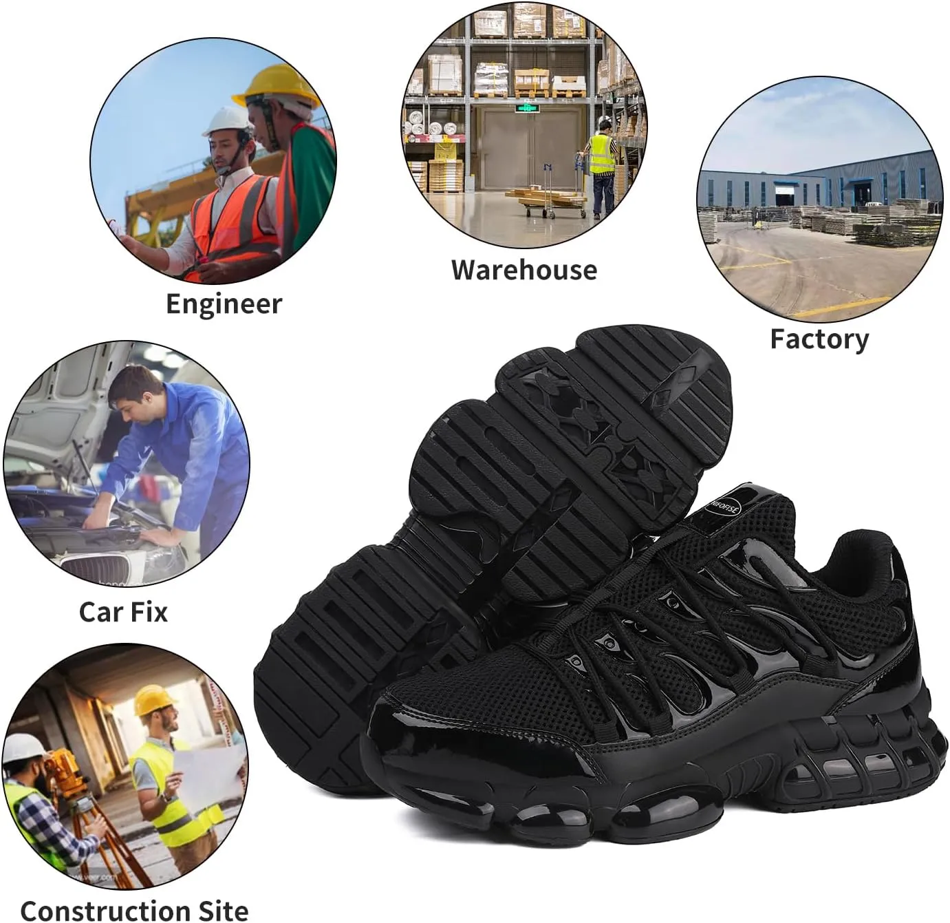 Steel Toe Work Shoes for Men Women Safety Composite Toe Sneakers Lightweight Comfortable Black Wide Utility Indestructible Industrial Construction Shoes Zapatos de seguridad para Hombres Mujer