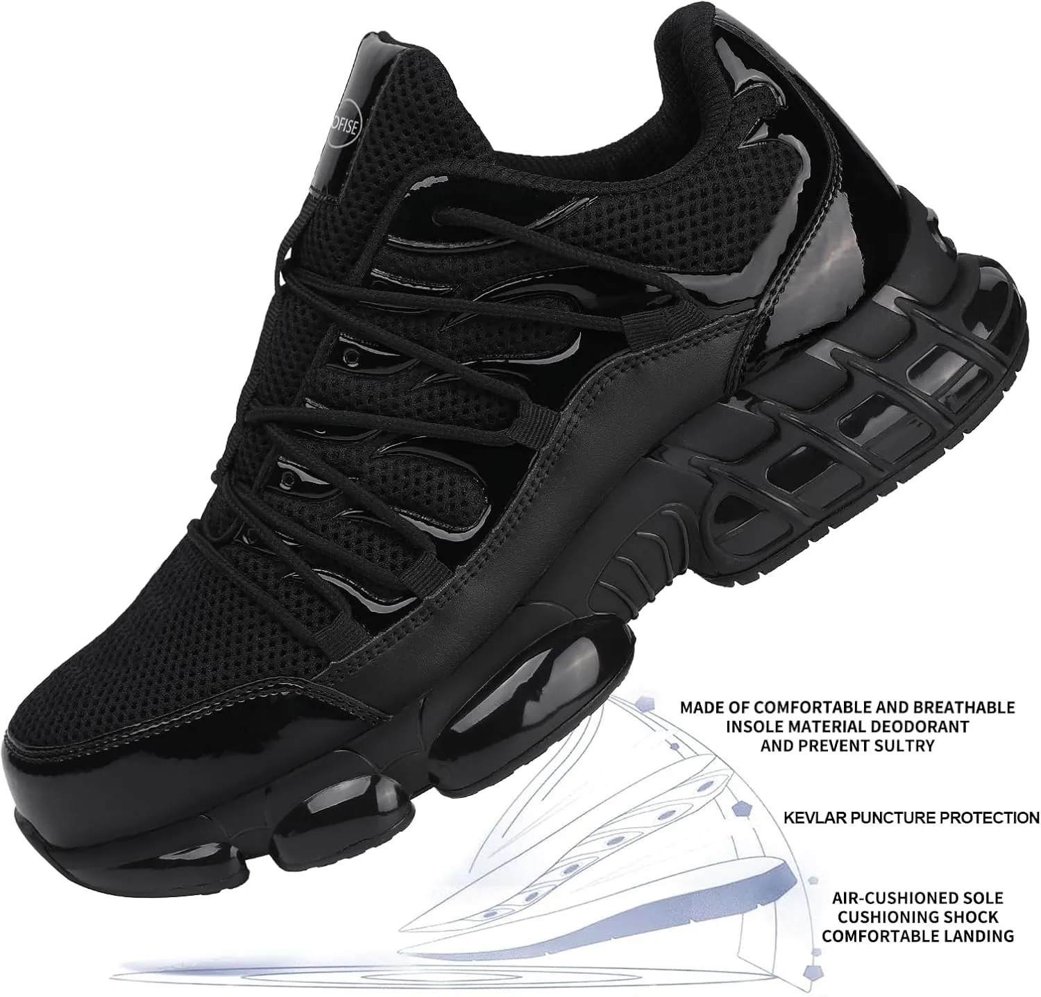 Steel Toe Work Shoes for Men Women Safety Composite Toe Sneakers Lightweight Comfortable Black Wide Utility Indestructible Industrial Construction Shoes Zapatos de seguridad para Hombres Mujer