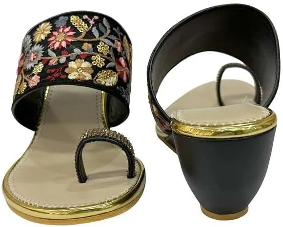 Stop n Style Women's Ethnic Wedge Sandal Ring Toe Slippers Casual Summer Vacation Flip Flop Sandals for Women