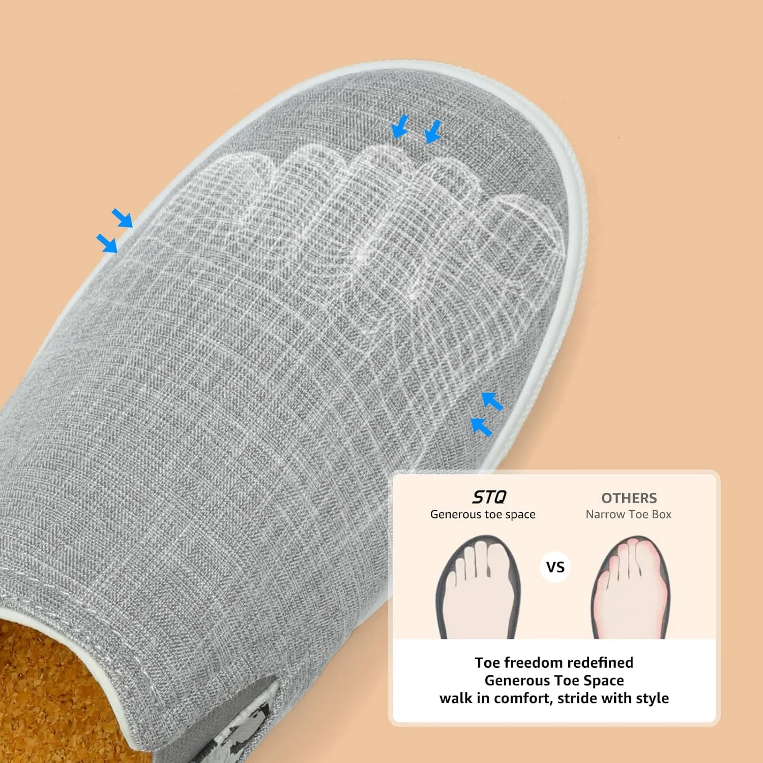 STQ Wide Toe Box Slip On Shoes for Women | Business Casual Shoes for Women Trendy Fashion Sneakers Lightweight Loafers Shoes