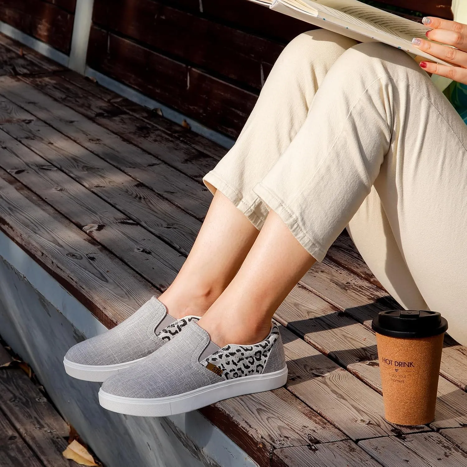 STQ Wide Toe Box Slip On Shoes for Women | Business Casual Shoes for Women Trendy Fashion Sneakers Lightweight Loafers Shoes