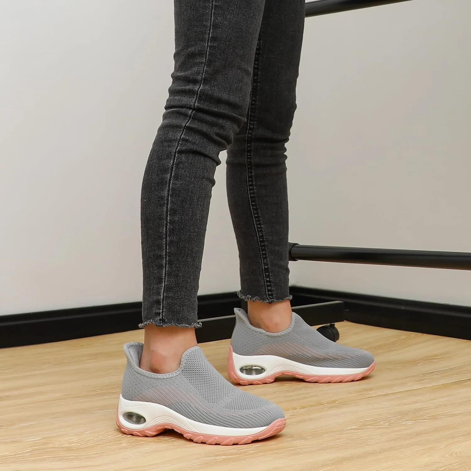STQ Womens Slip on Walking Shoes Air Cushion Comfortable Supportive Orthopedic Nursing Sneakers for Plantar Fasciitis