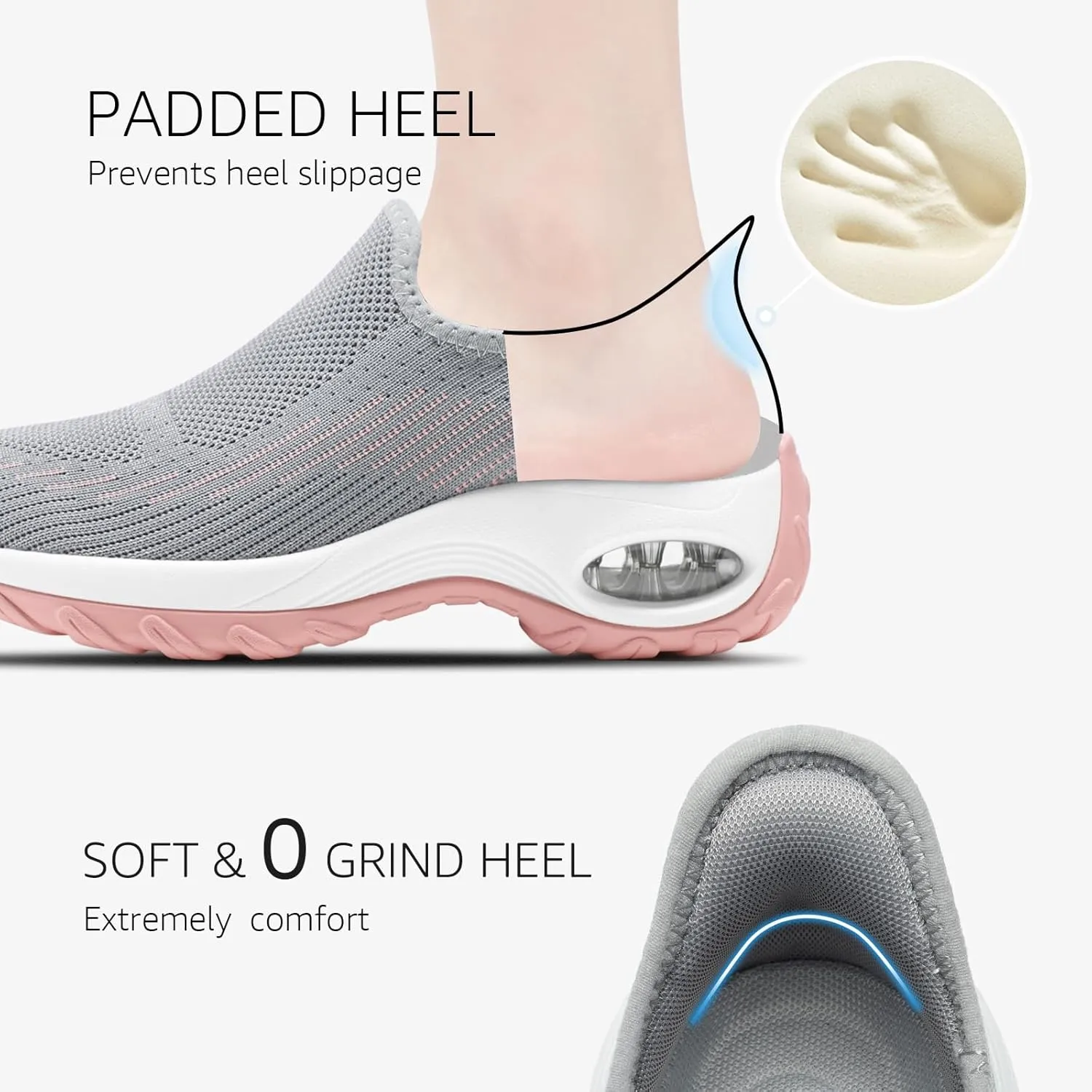 STQ Womens Slip on Walking Shoes Air Cushion Comfortable Supportive Orthopedic Nursing Sneakers for Plantar Fasciitis