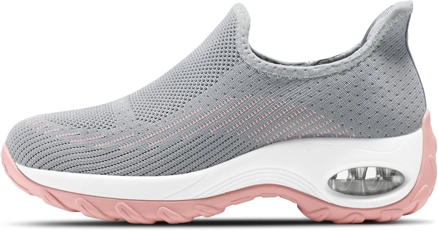 STQ Womens Slip on Walking Shoes Air Cushion Comfortable Supportive Orthopedic Nursing Sneakers for Plantar Fasciitis