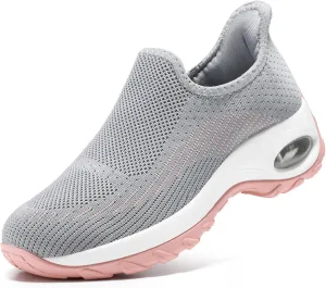 STQ Womens Slip on Walking Shoes Air Cushion Comfortable Supportive Orthopedic Nursing Sneakers for Plantar Fasciitis