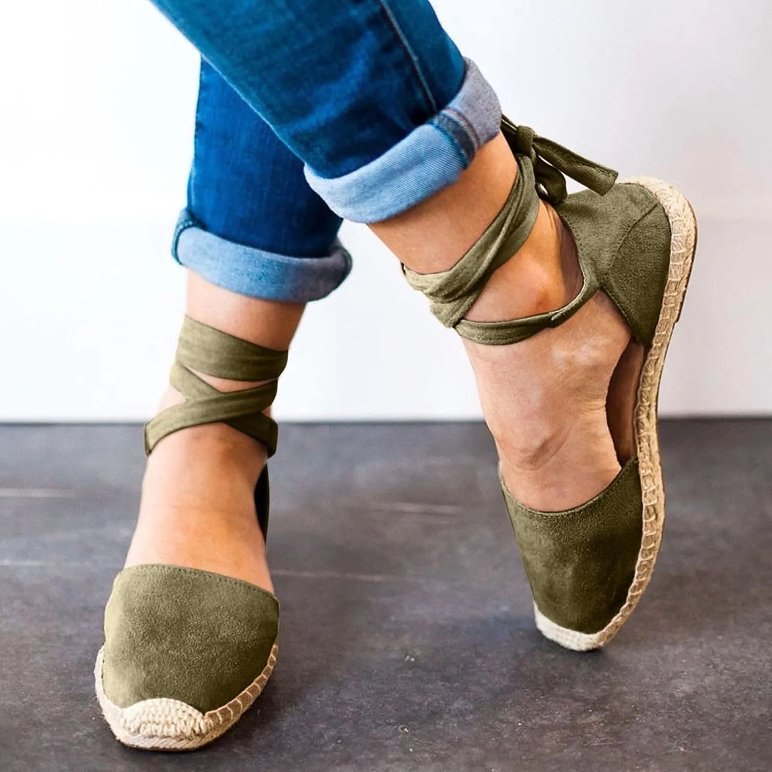 Strap Up Sandals Dressy Summer Flat for Women Spring Retro Work Office 2024 Solid Beach Falt Ladies Trendy Cover Heel, 7, Black,khaki,pink,army Green