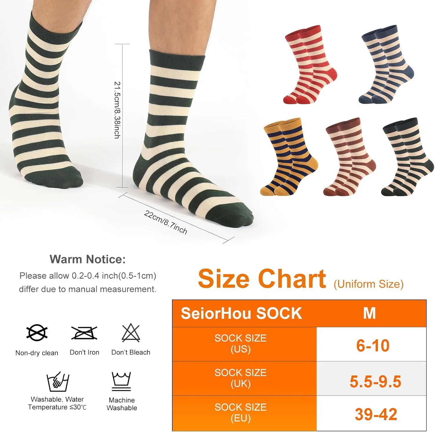 Striped Socks Tube Socks Retro Style Colorful Crew Funny Sock