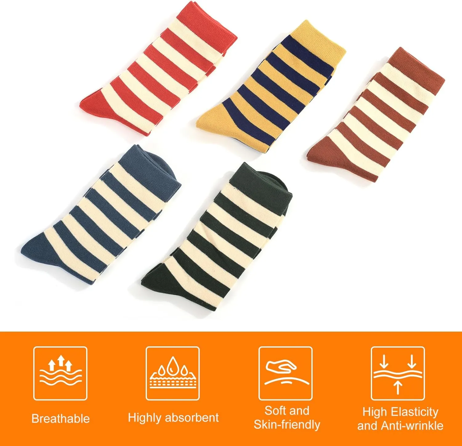 Striped Socks Tube Socks Retro Style Colorful Crew Funny Sock