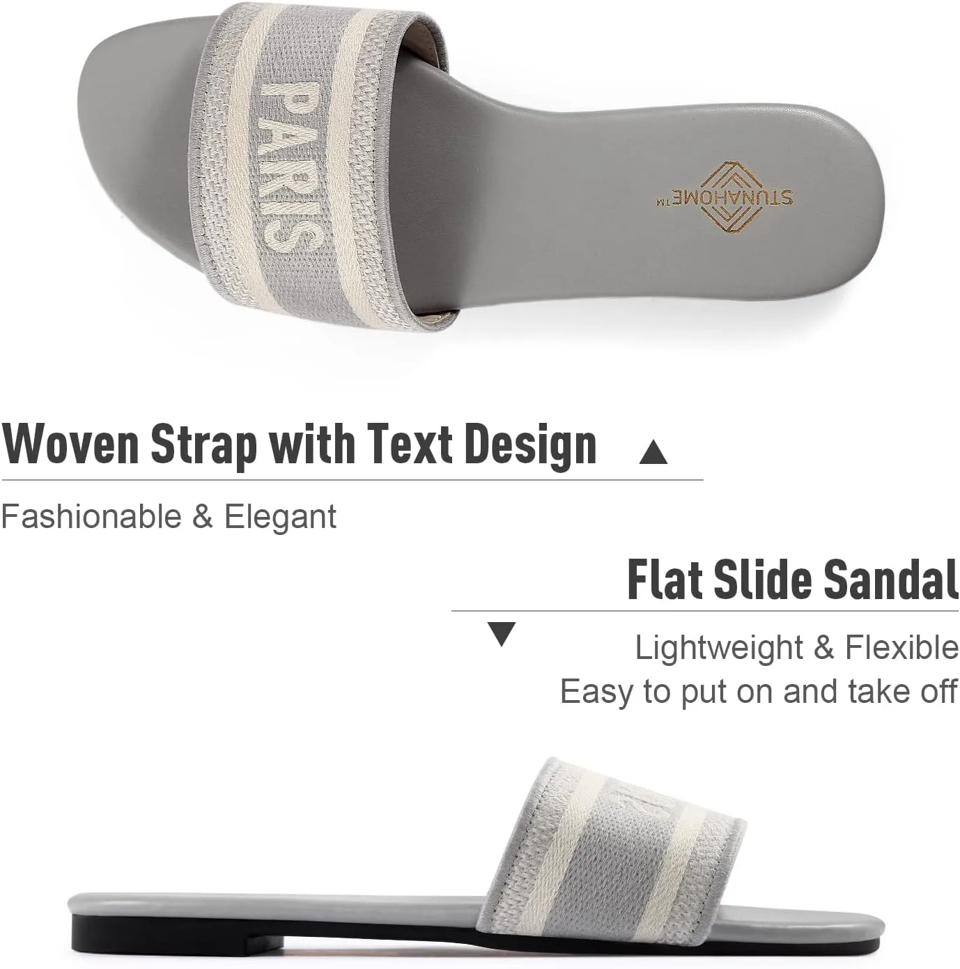STUNAHOME Summer Flat Sandals for Women Fashion slide Sandals Womens
