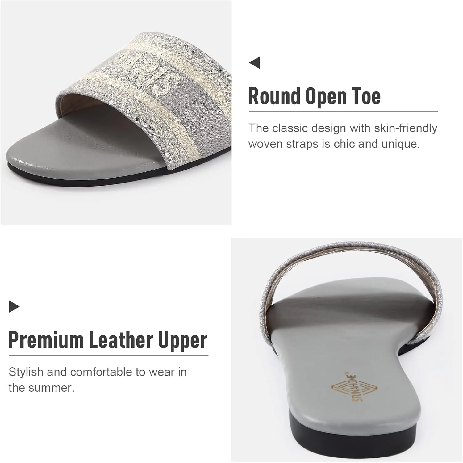 STUNAHOME Summer Flat Sandals for Women Fashion slide Sandals Womens