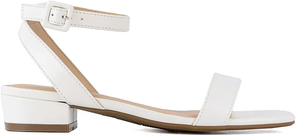 Sugar Women's Low Block Heel Dress Sandals – Ankle Strap Open Toe Comfortable Walking Heels for Casual, Party, or Work