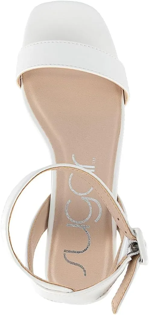 Sugar Women's Low Block Heel Dress Sandals – Ankle Strap Open Toe Comfortable Walking Heels for Casual, Party, or Work