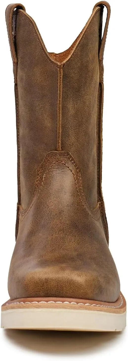 SUREWAY Men's Western Boots - Square-Toe Work Boots for Men,Pull-On Wellington Boots,Extremely Comfortable Durable Proved,Soft Toe Cowboy Boot,Superior Oil/Slip Resistant,Thicker Imported Leather