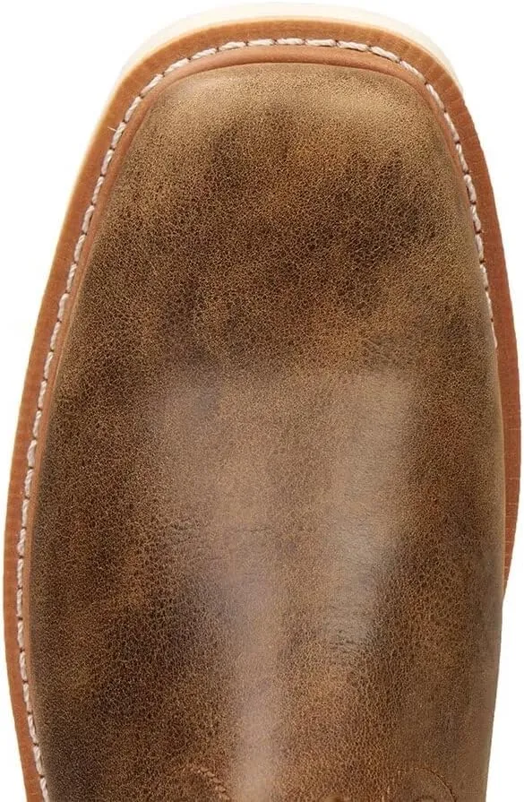 SUREWAY Men's Western Boots - Square-Toe Work Boots for Men,Pull-On Wellington Boots,Extremely Comfortable Durable Proved,Soft Toe Cowboy Boot,Superior Oil/Slip Resistant,Thicker Imported Leather