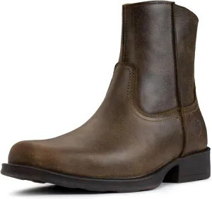 SUREWAY Mens Western Chelsea Cowboy Boots, Square Toe Casual/Work/Dress Boots, Ankle Length, Retro Stylish, Durable Comfortable, All-Weather