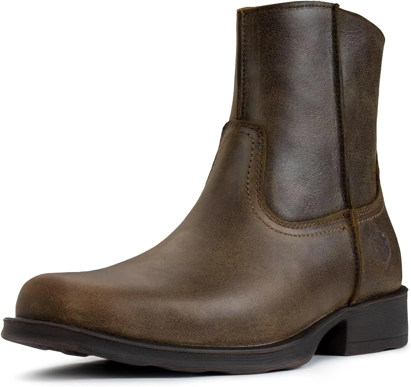 SUREWAY Mens Western Chelsea Cowboy Boots, Square Toe Casual/Work/Dress Boots, Ankle Length, Retro Stylish, Durable Comfortable, All-Weather