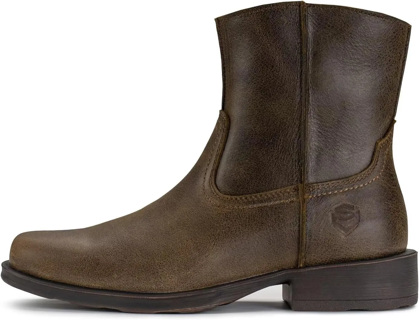 SUREWAY Mens Western Chelsea Cowboy Boots, Square Toe Casual/Work/Dress Boots, Ankle Length, Retro Stylish, Durable Comfortable, All-Weather