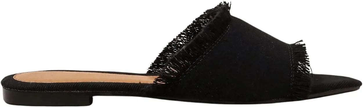SweatyRocks Women's Mules for Women Raw Trim Open Toe Flats Dressy Work Shoes
