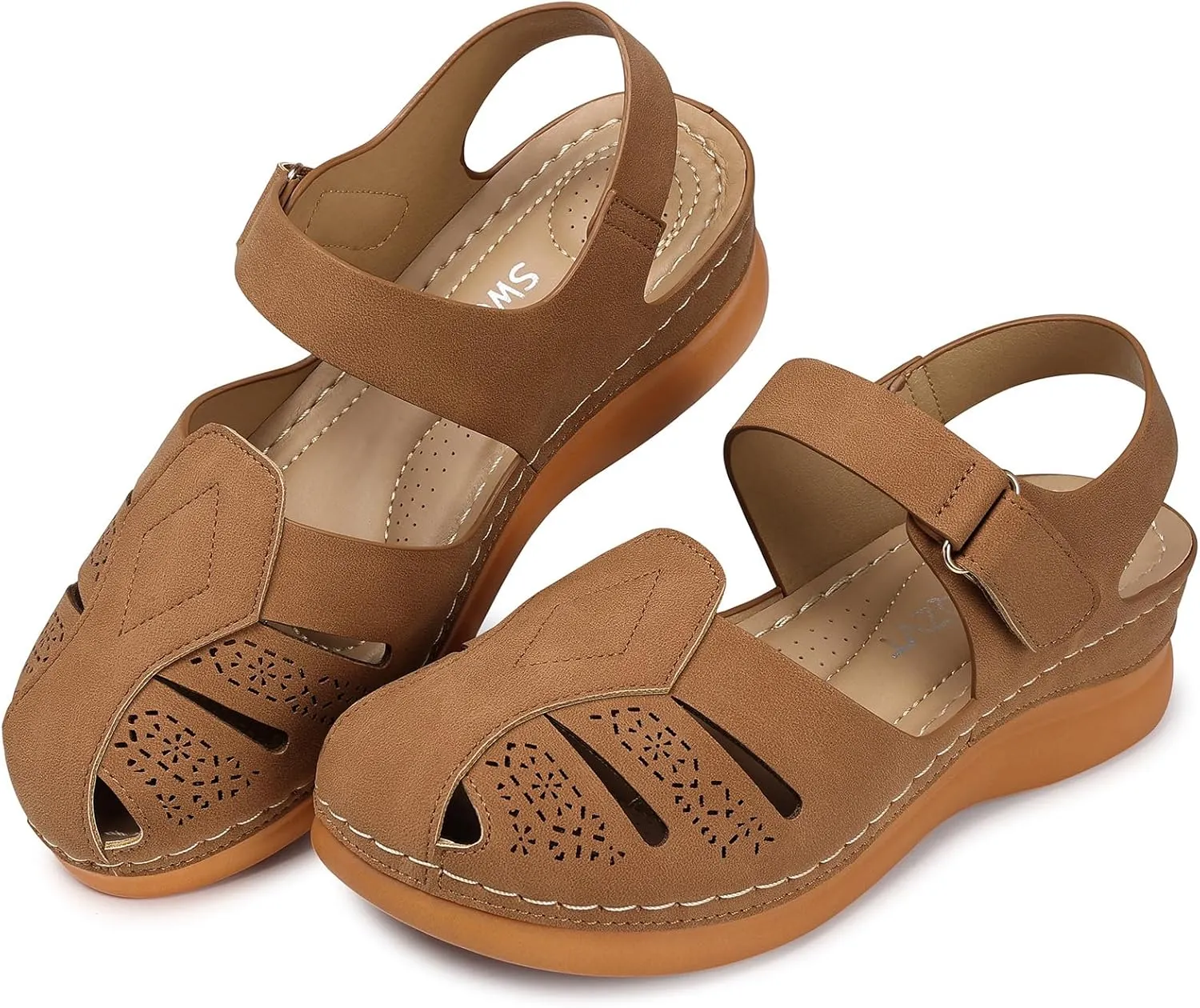 SWQZVT Women Comfortable Flat Sandals: Closed Toe Dressy Summer Sandal - Fisherman Hollow Out Walking Sandals