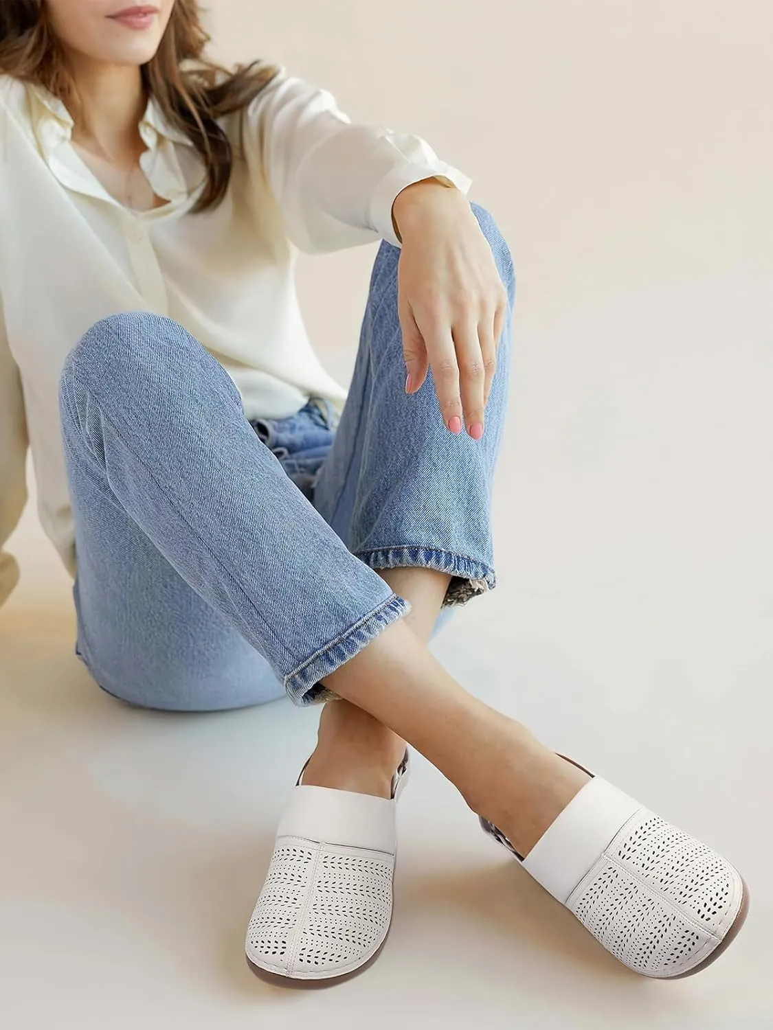 TEMOFON Shoes for Women Clogs Sandals: Comfortable Closed Toe Wedge Shoes Sling-Back Walking Mules with Arch Support