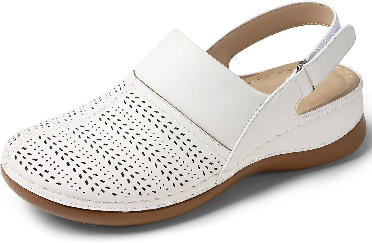 TEMOFON Shoes for Women Clogs Sandals: Comfortable Closed Toe Wedge Shoes Sling-Back Walking Mules with Arch Support
