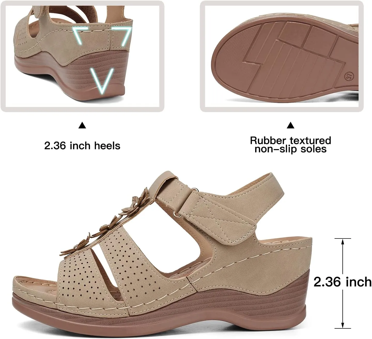 TEMOFON Womens Sandals Wedge Platform: Summer Ankle Strap Open Toe Wedge - Dressy Sandals Women - Comfortable Walking Low Sandal