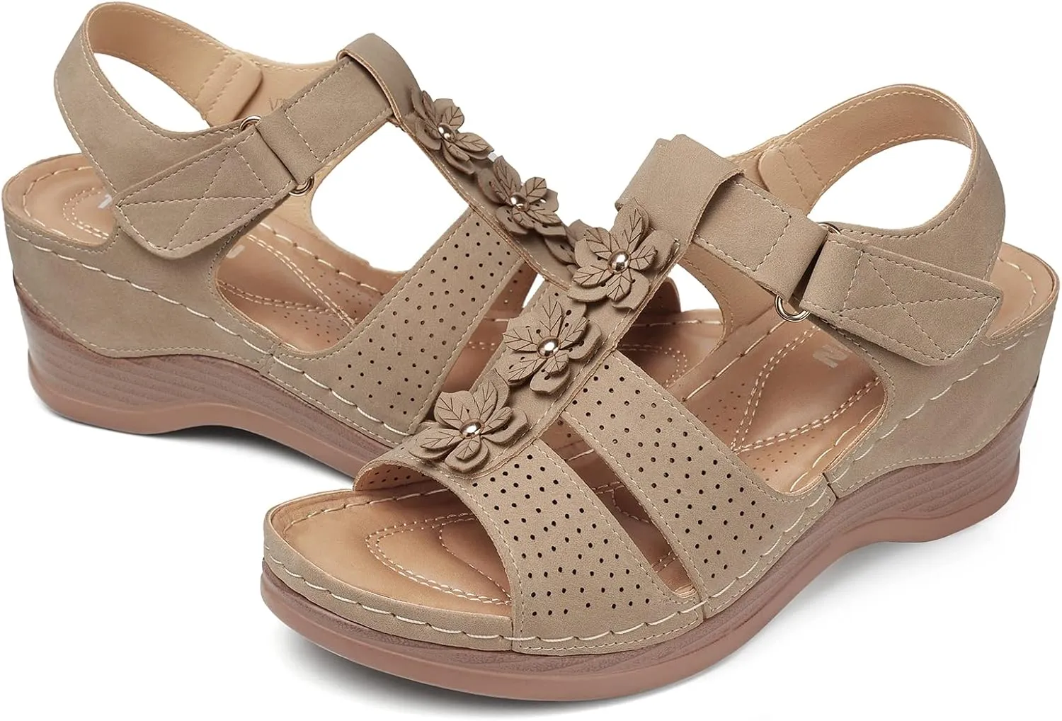 TEMOFON Womens Sandals Wedge Platform: Summer Ankle Strap Open Toe Wedge - Dressy Sandals Women - Comfortable Walking Low Sandal